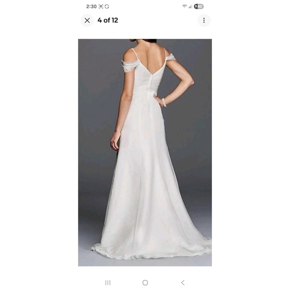 Galina 4 Wedding Dress Tulle A Line Swag Sleeve Classic Gown Strapless Pleated - Picture 3 of 10